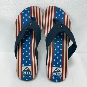 Reef Flip Flops Mens 9 Multi American Flag‎ Stars and Stripes Patriotic Sandals